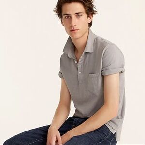 J crew garment dyed slub cotton polo slate blue
